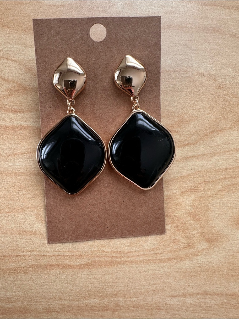 Earrings gold with Black Resin Accent Jewelry